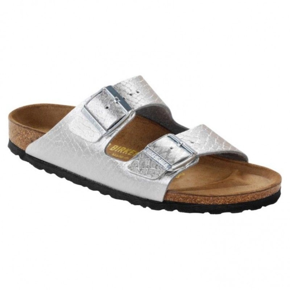 Birkenstock Arizona Snake Silver Sandals
